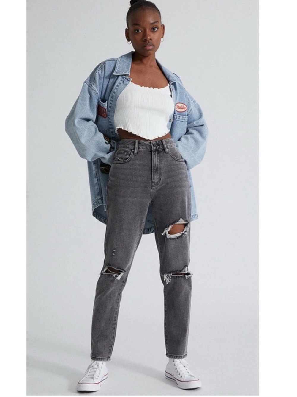 PacSun Black Ripped Mom Jeans